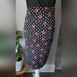 LuLaRoe Pencil Skirt with Red Bows and White Polka Dots Size XS